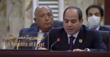 كلمة الرئيس عبد الفتاح السيسي خلال أعمال مؤتمر بغداد للتعاون والشراكة ببغداد. عبد الفتاح السيسي