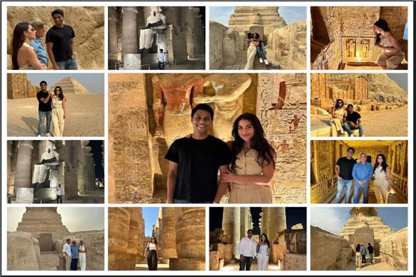 بعد الزفاف الأسطوري بالأهرامات.. الملياردير الهندي وزوجته يزوران سقارة والأقصر