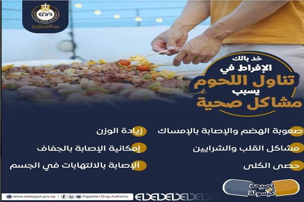 هيئة الدواء تُحذر من الإفراط في تناول اللحوم خلال فترة العيد