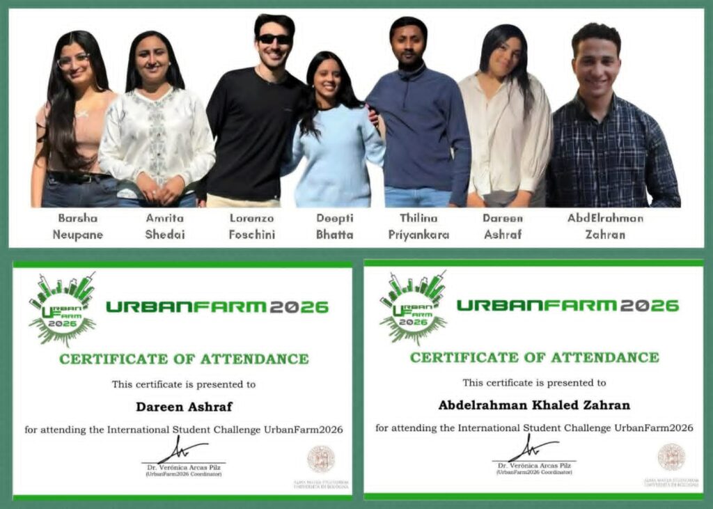 جامعة القاهرة تواصل تألقها الدولي .. هندسة القاهرة تحصد المركزين الأول والثاني في مسابقة الزراعة العمرانية الدولية 2026م بإسبانيا