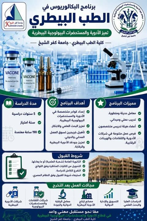 طب بيطري كفر الشيخ تطلق برنامج التميز في الأدوية والمستحضرات البيولوجية 2026