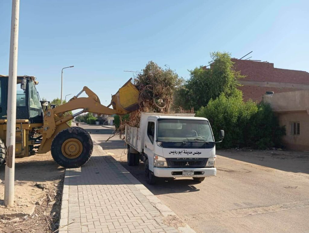 أبو رديس تواصل تطوير الشوارع.. حملات لتقليم الأشجار وتحسين المظهر الحضاري